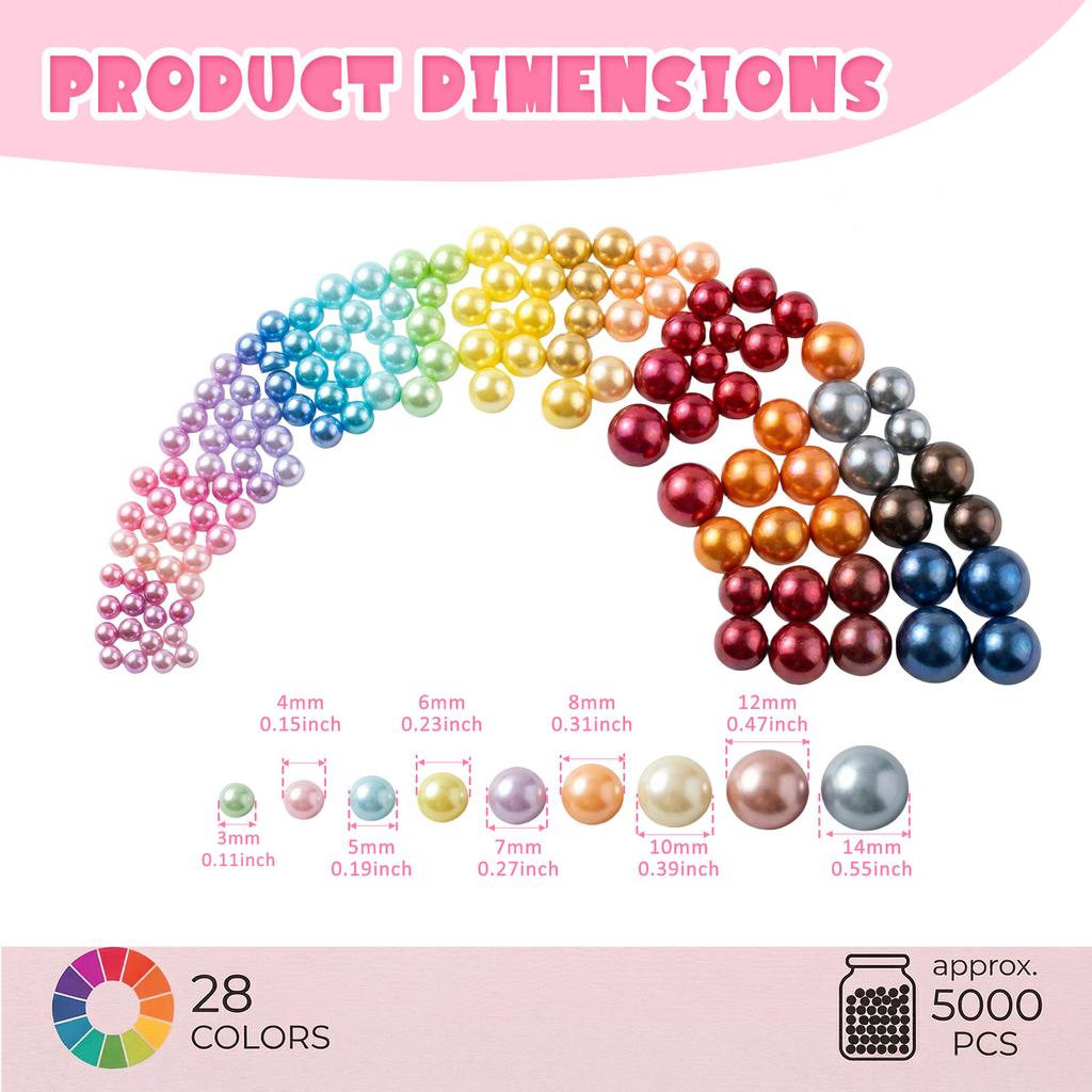 5000Pcs Flatback Imitation Pearls Nail Art Charms 28 Colors Half Round Imitation Pearls Beads for Nails Face Art Scrapbooking