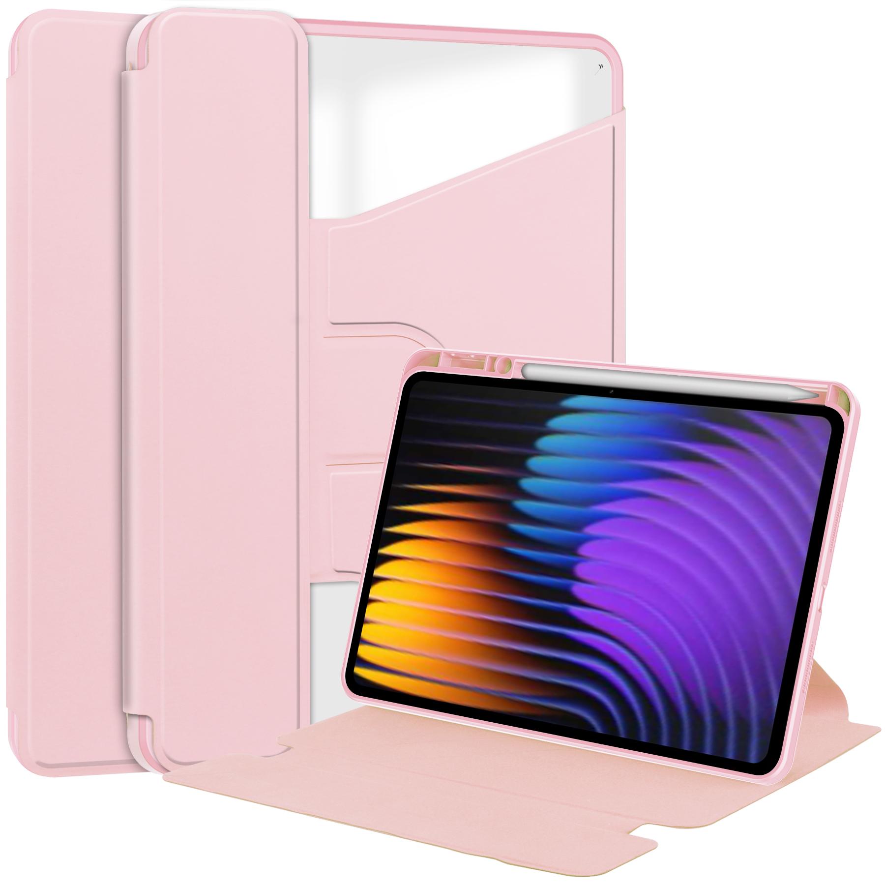 

Для Xiaomi Pad 7 Чехол 360° вращающаяся подставка PU кожа + акриловый чехол для планшета (Без клавиатуры) Pink