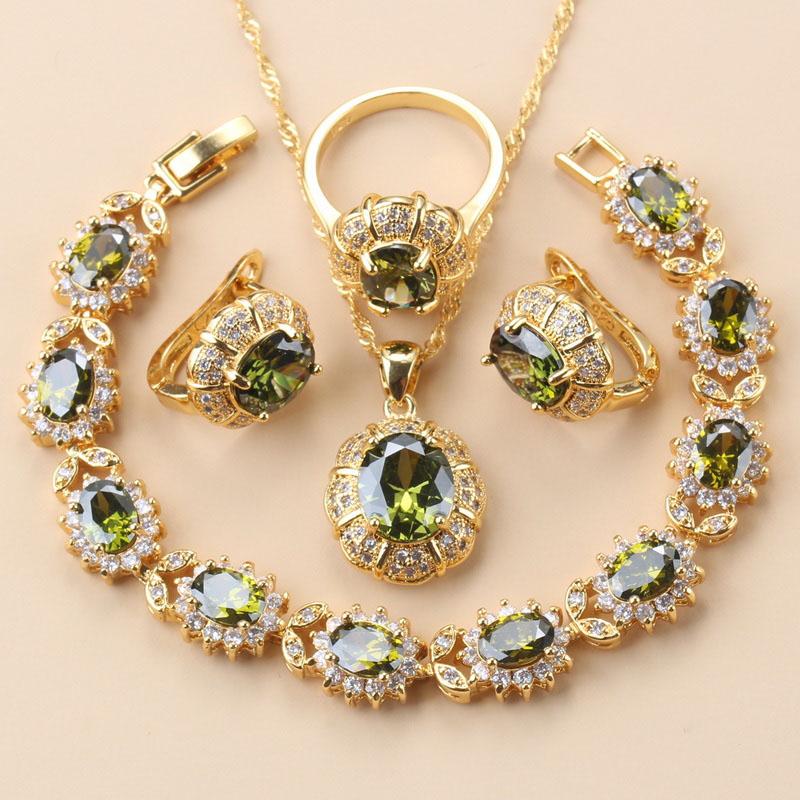 Dubai Luxurious  Gold Plated Zircon Jewelry Sets With  Mark Clip Earrings And Necklace Bridal Costume For Women Gift Box