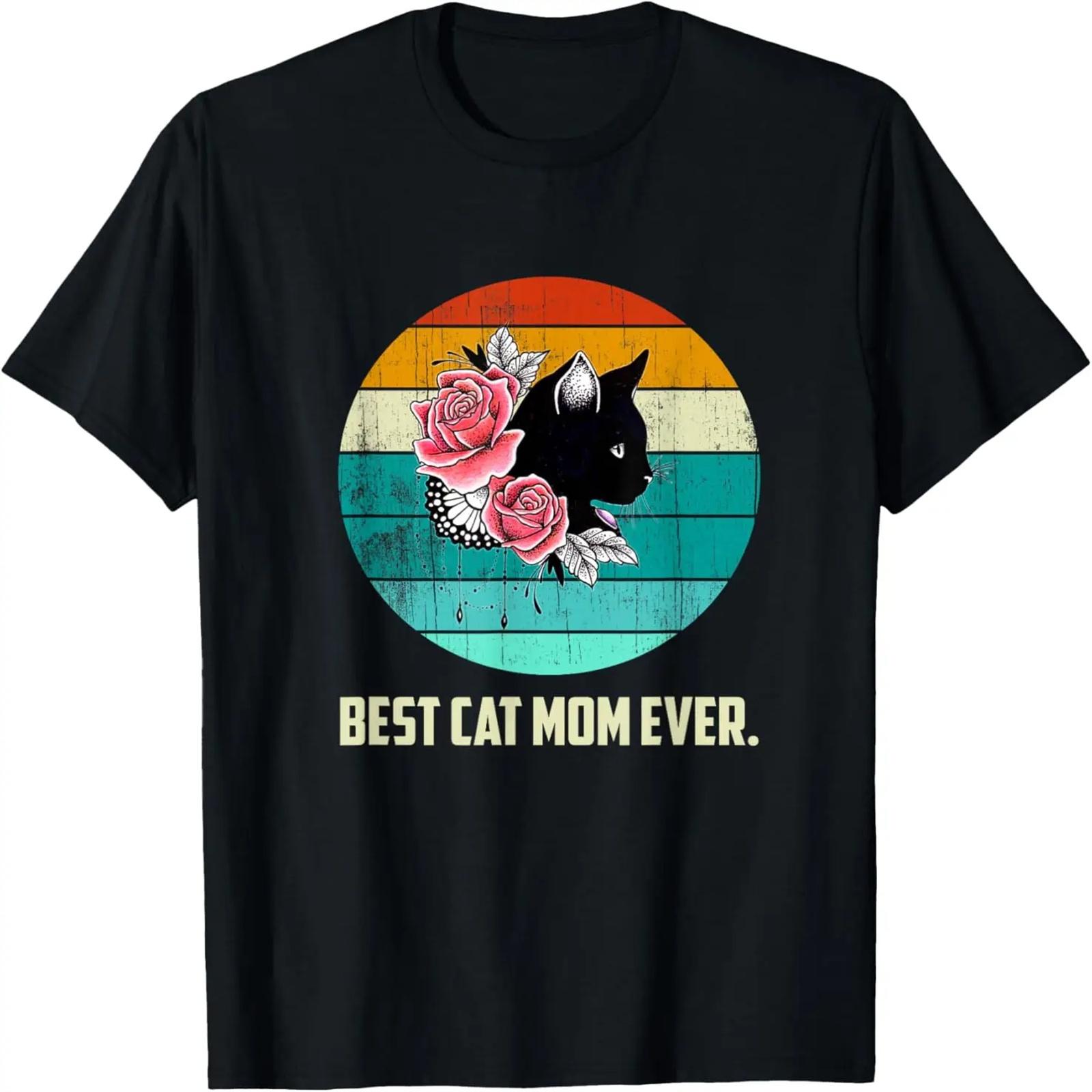 

Vintage Black Cat Best Cat Mom Ever Meow Kitty Cat Lover T-Shirt XXXXXL чёрный