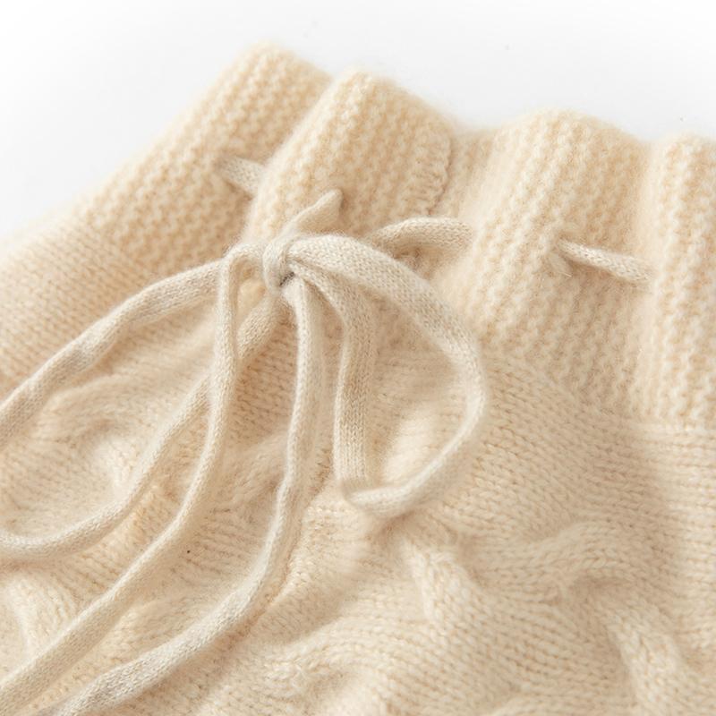 Damen 100% Kaschmir Zopfmuster Turban Mütze Wintermütze Bindeband Weich Gemütlich Warm Elegant Haarabdeckung Accessoire