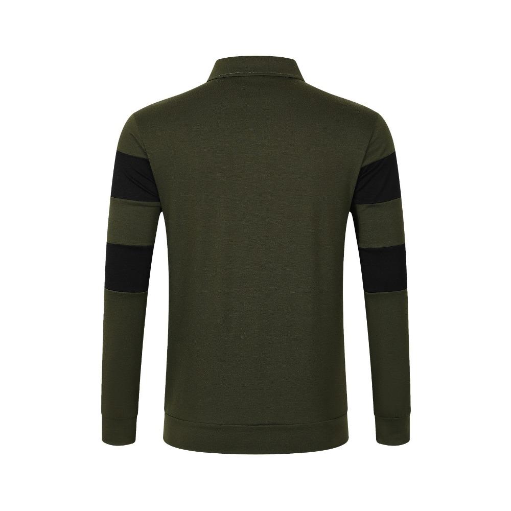 Herren Langarm Gestreiftes Revers Freizeit T-Shirt Poloshirt