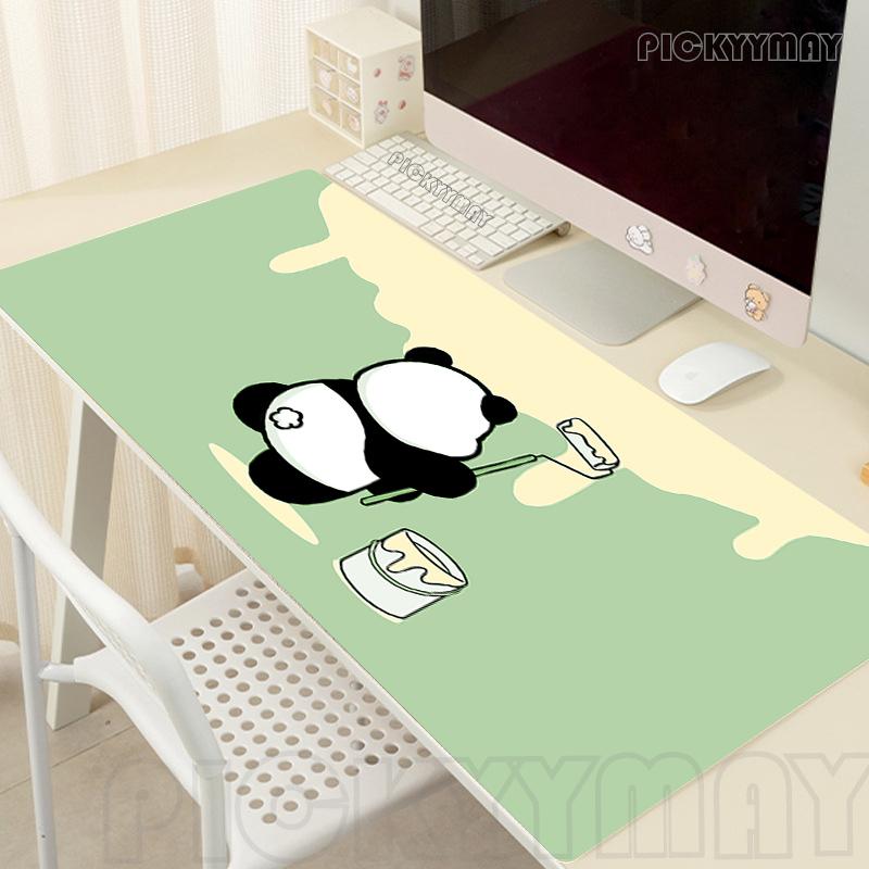 Gamer Mousepad Panda Mouse Pad Large Mouse Mat Green Deskpads Antislip Rubber Desk Rug PC Desk Mats Cute Mousepads xcm