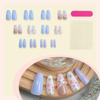 24 Pcs Simple Artificial Nail Long Shape Full Cover False Nail Glossy Stick on Nail Flowers Press On Nail