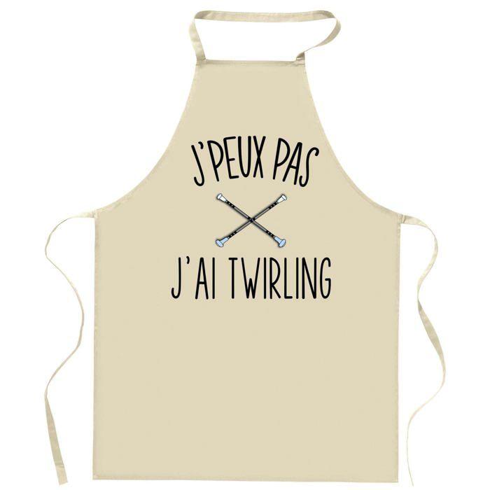 Planetee Tablier de cuisine twirling J'peux pas | Cadeau Original pour passionnés Vêtement Blouse de protection Barbecue Jardinage