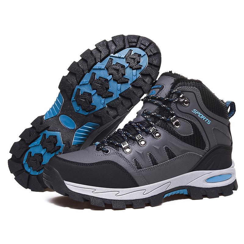 Unisex High-top Non-slip Waterproof and Velvet Warm Hiking Shoes Womens Snow Sneakers
