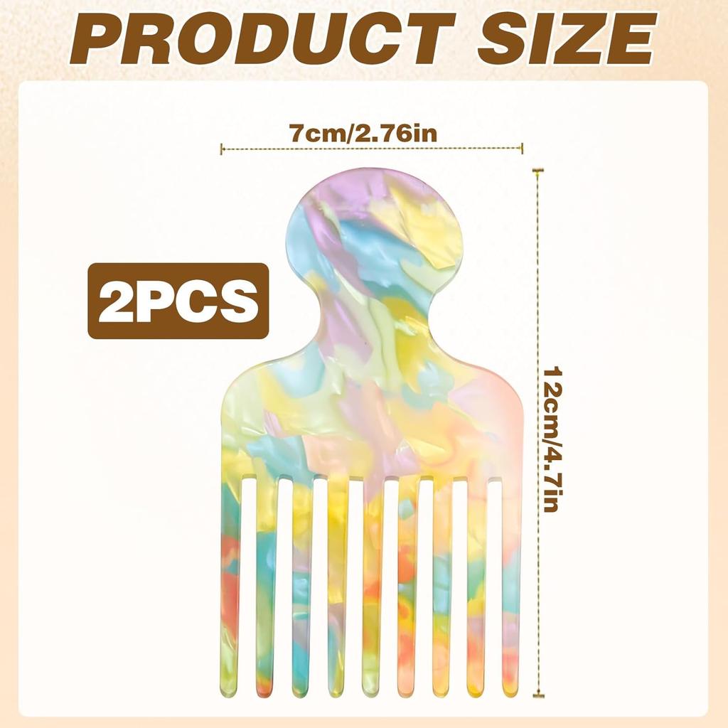 Fine-Tooth Comb Colorful, Hair Pick Comb Supplies, Exquisite Pink Hair Picks for Women Styling Tools Supplies for Women Suitable for Both Straight &