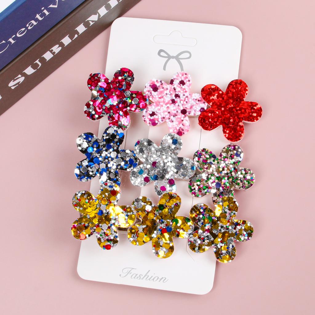 3PCS Colorful Flower Hair Clips Women Grils Cute Glitter Butterfly Hairpin Barrettes Hair Clips Children Kids Hair Accessories