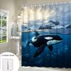 1pc Ocean Whale Shower Curtain - 2D Printed Design with Majestic Orca & Scenic Mountain Landscape, Durable Polyester, Machine Wa