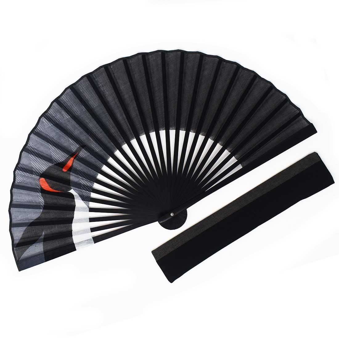 Kimono Fabric Fan and Fan Case Dyed Penguin 22cm [Stylish Iroha] Men s Fan, Set, Frame, Design, (Black)