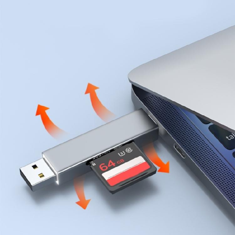 MultiFunctional Aluminum TF Card Reader USB A Type C Double Slot No Driver Required for Business Trip Document Share