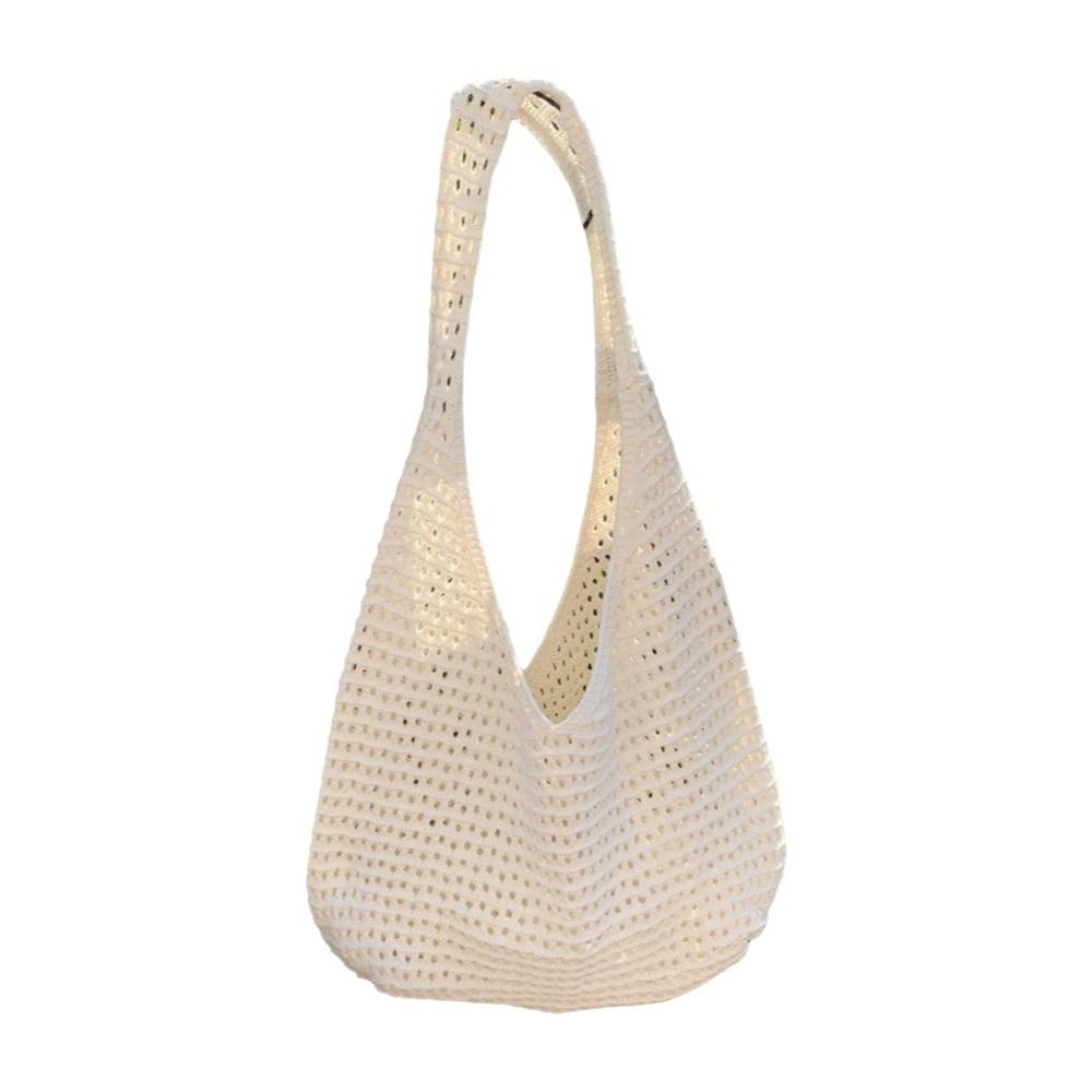 Large Capacity Crochet Mesh Tote Bag Bohemian Style Woven Handbag Knitted Shoulder Bag  Ladies