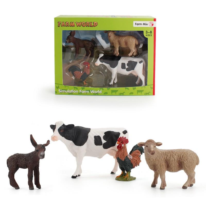 Cross-border Farmyard Decorative Chicken Figurines: Rooster, Hen, and Chicks Pecking in Courtyard with Woman, Rice, and Flower Bed