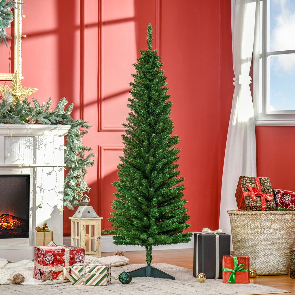 Slim Artificial Christmas Tree 150cm with Metal Support 294 Branches