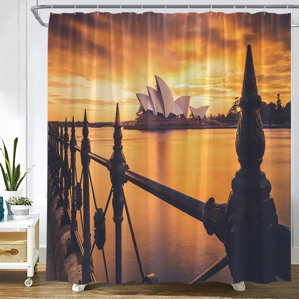 Vintage Train Shower Curtain Retro House Dry Grass Autumn Nature Scenery Bath Curtains Modern Fabric Home Bathroom Decor Sets