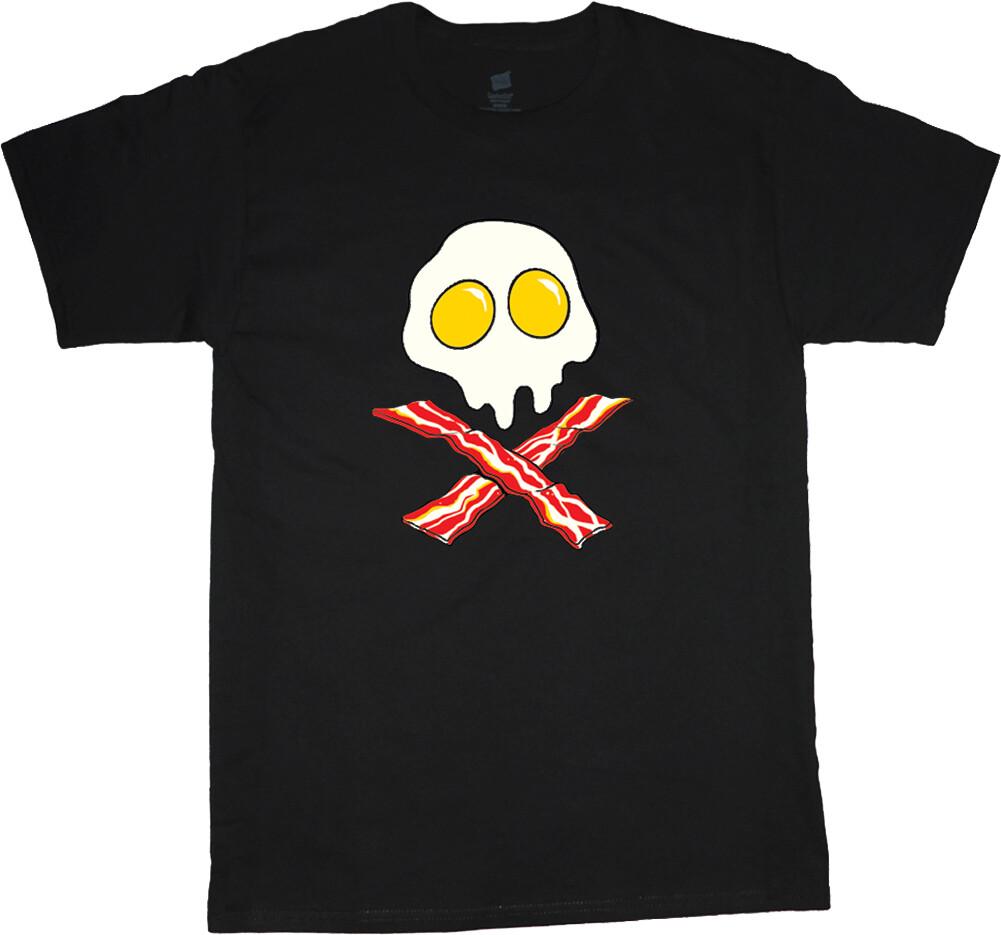 Big and Tall T-shirt Mens Funny Bacon Eggs Skull King Size Mens Graphic Tees S разноцветный