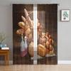 Variety Of Bread In Wicker Basket On Old Wooden Sheer Curtains for Living Room Tulle Window Curtain Bedroom Kitchen Veil Drapes