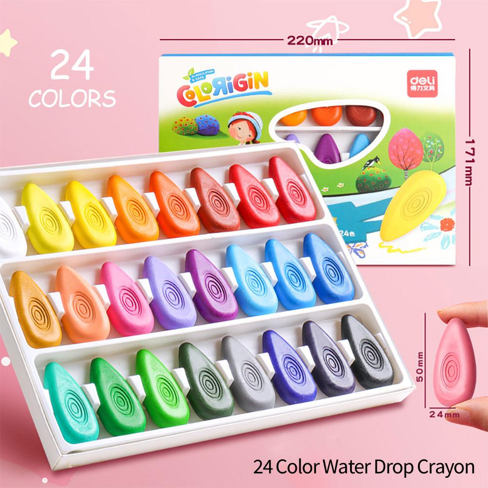 12/24 Colors/Set Drop Shape Crayons Non Dirty Hand Washable Safe Non-Toxic Pen for Kids Baby Toddler Gift Early Education Tools