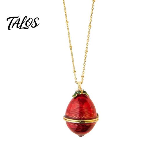 Talos Openable Egg Pendant Necklace, Cubic Zirconia Heart Retro Box Jewelry Gift for Girlfriend Wife Mom