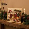 Christmas Faux Pearl Art Kit Xmas Cat Painting Kit, Festive DIY Winter Home Decor Cute Kitty 3D Bead Craft for Adults Teens, Holiday Wall Sparkling