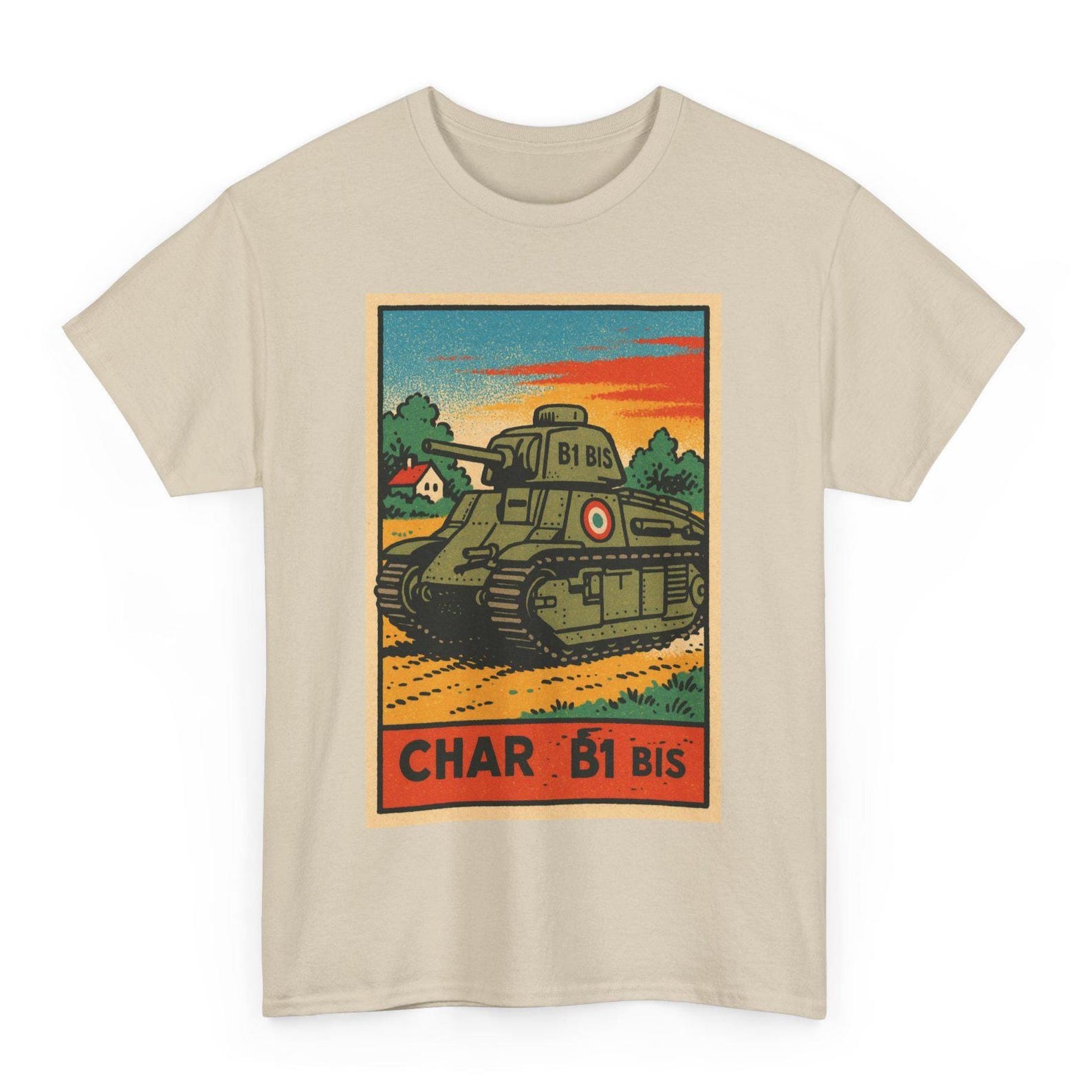 Char B1 Bis Tank T-Shirt: Retro Comic French WW2 Tee S