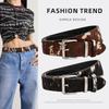Trendy Retro Cow Pattern Genuine Leather Belt for Women's Literary Silver Pin Buckle with Jeans High-end Leather Belt