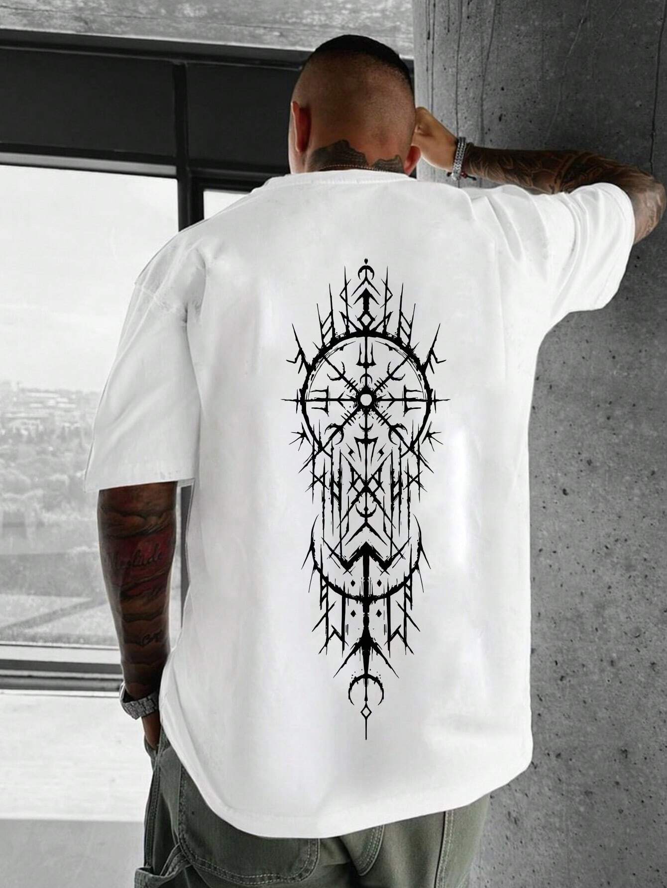 

Men s summer 100% pure cotton fashionable sports casual loose geometric pattern printed round neck short sleeved T-shirt top 5XL різнокольоровий