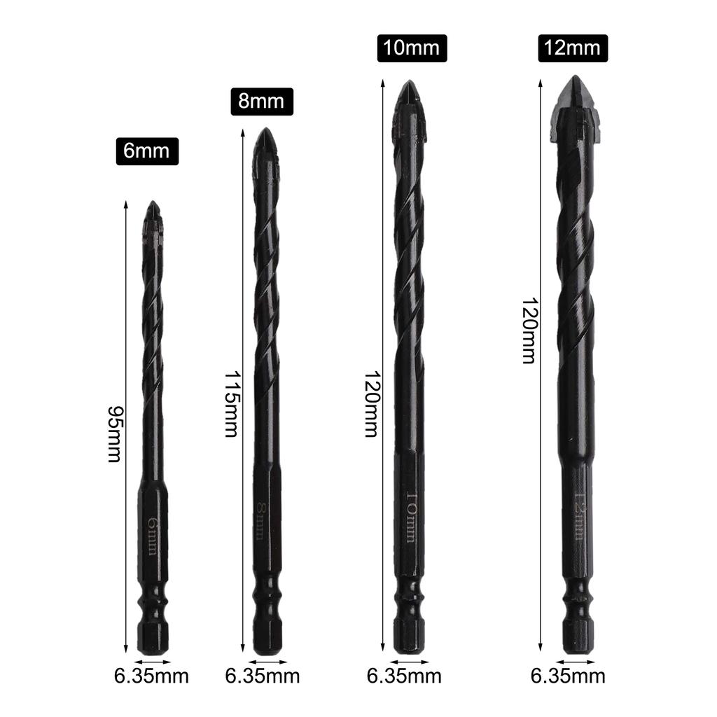 5pcs Four-Flute Eccentric Drill Bits Drilling Tool Glass Tile Punching Tool Hardness Triangle Drill Bit For Glass/Tile/Wood