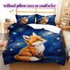 Space animals Pattern Bedding Quilt Set Quilt Cover Pillowcase Home Decoration Birthday Gift (1 * duvet cover + 2 * pillowcase, without core)