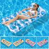 Adults Inflatable Pool Float Mat with Headrest Foldable Summer Beach Lake Float Raft Water Lounger Swimming Pool Sun Tanning Bed
