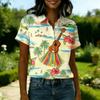 Women's Shirt Hawaiian Print Button Short Sleeved Pocket Casual Top