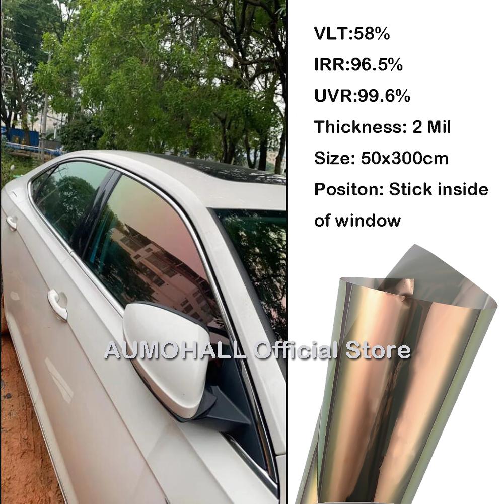

50x300 см VLT 59% красно-медная хамелеоновая тонировка боковых стекол автомобиля, красно-золотисто-зеленая тонировочная пленка с изменением цвета, солнцезащитная пленка 50x300cm