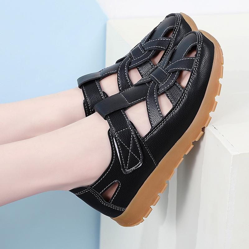 Women's Sandals Summer Essentials Mary Jane Black Beach Flat Shoes Casual Soft Roman Sandals for Girl Plus Size