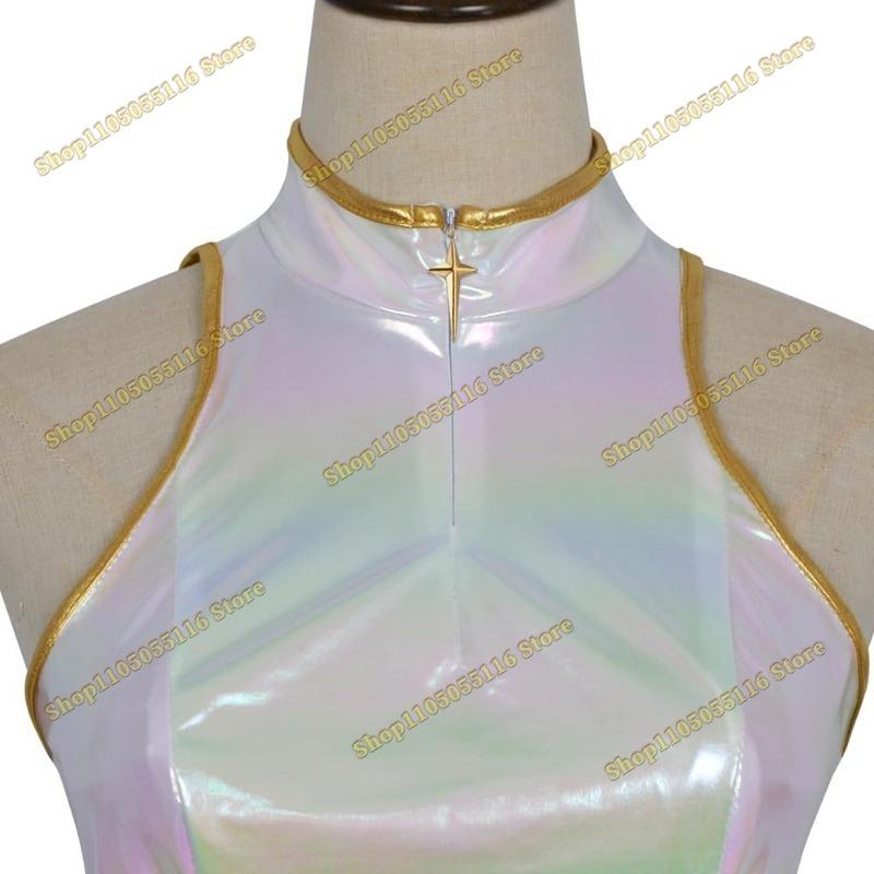 Costum de Performanță Alb Auriu pentru Copii KPOP Huntrix Rumi Zoey Mira Costum Cosplay Perucă KPop Vânătorii de Demoni Uniformă Petrecere Halloween