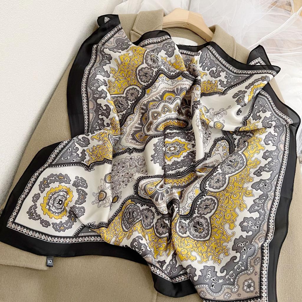 Three-dimensional Letter Printing New Small Square Scarf Accessories Silk Scarf Career Dress Neckerchief Versatile Silk Scarf
