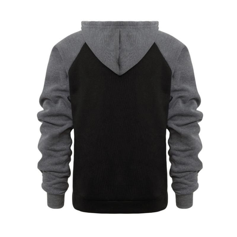 New Men's Zip-Up Color Block Hoodie with Casual Stylish & Durable Fall/Winter Top Raglan Sleeves Hoodies Sweatshirt Male