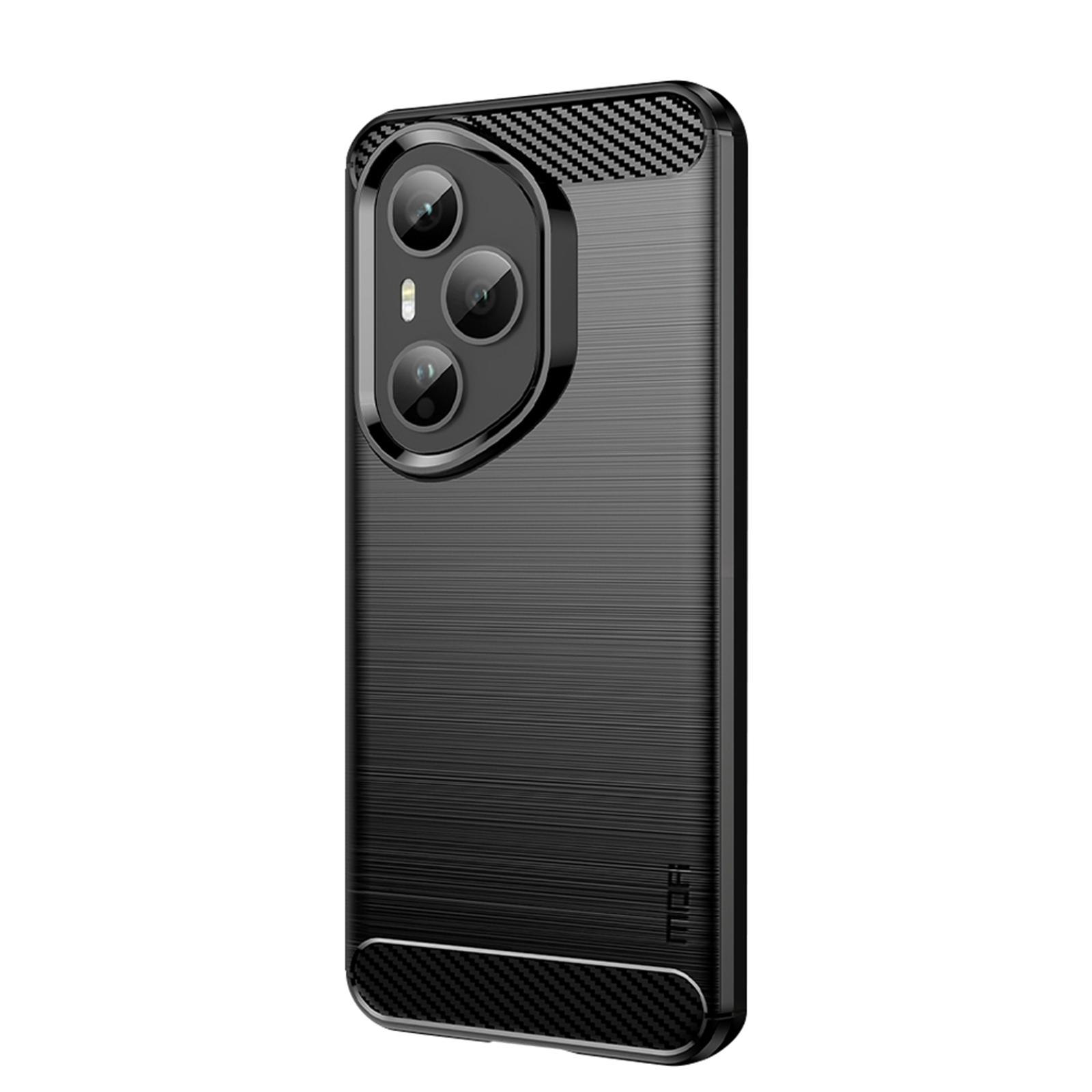 

Для Honor 400 Pro 5G (Глобальный) Задняя крышка MOFI с текстурой шлифованного карбонового волокна, мягкий ТПУ чехол Black