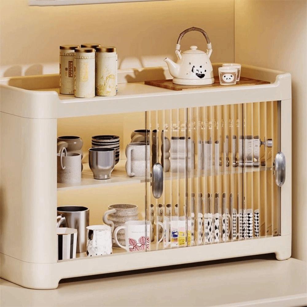 Display Cabinet Water Cup Holder Dust-Proof Kitchen Organizer Light Luxury Cup Storage Box Office