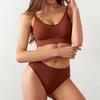 Cotton Female Underwear Set Short Skin Care Kits Ribbed Brassiere Sexy Thong Low Waist Panties Women Seamless Bra Lingerie Set