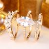 S/set White Zircon Marquise Crystal Stone Ring Sets For Women Vintage Gold Color Engagement Bands Wedding Jewelry Accessories