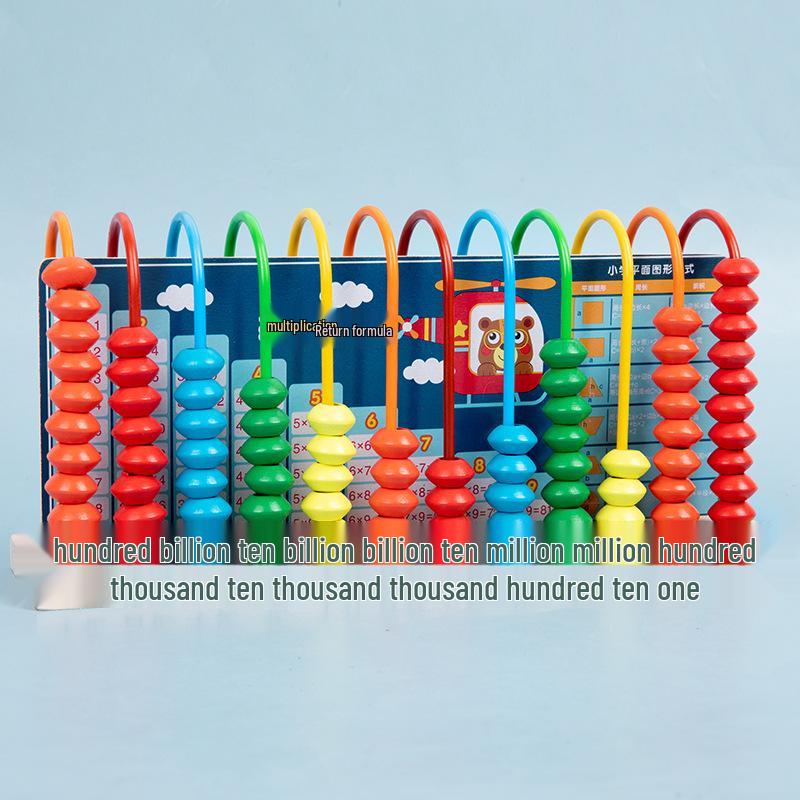 Wooden Abacus for Elementary Math - Counting Frame for Grades 1, 3, 5, 9, and 10.
