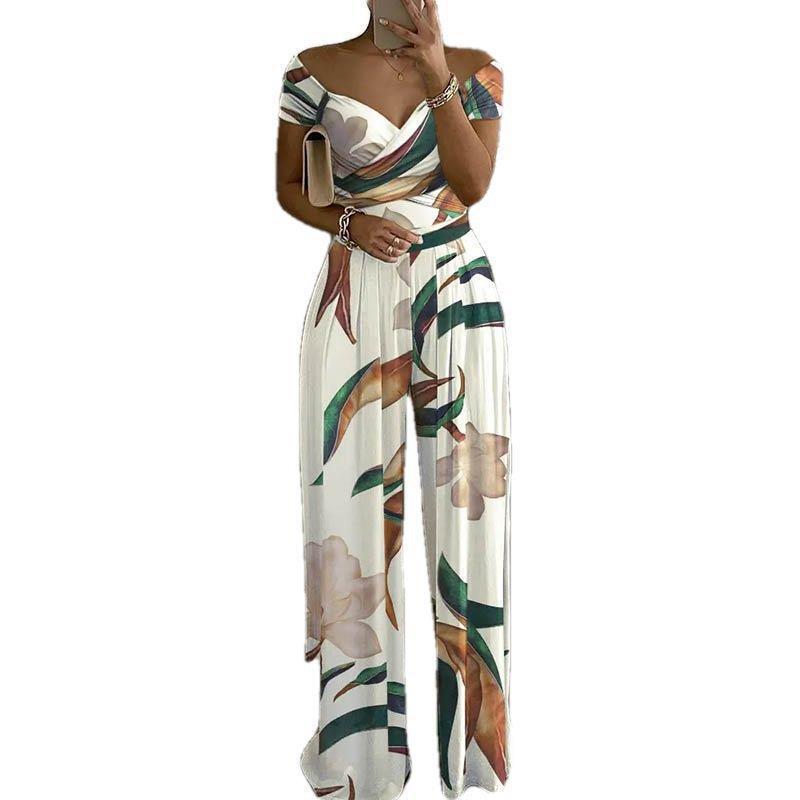Chic One-Shoulder Printed High-Waisted Women's Jumpsuit