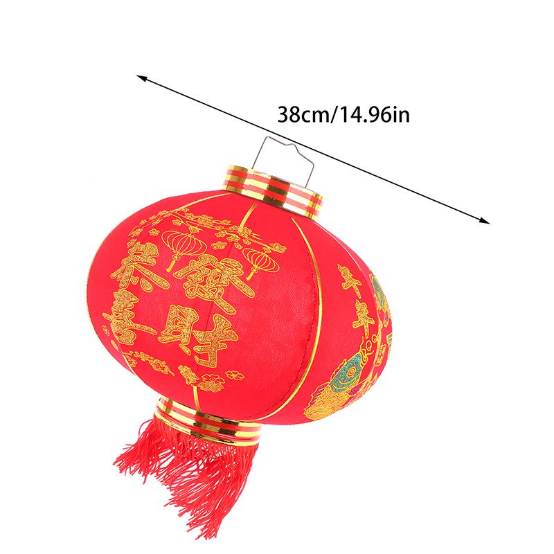 1Pc Flocking Cloth Red Lantern Chinese  Year'S Eve Decoration 2025 Spring Festival Celebration Hanging Lanterns Pendant