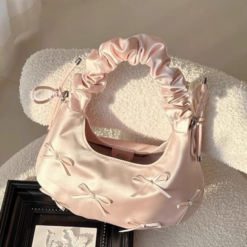 Spring new armpit bag niche pleated bow women's hand bag shoulder cloud bag