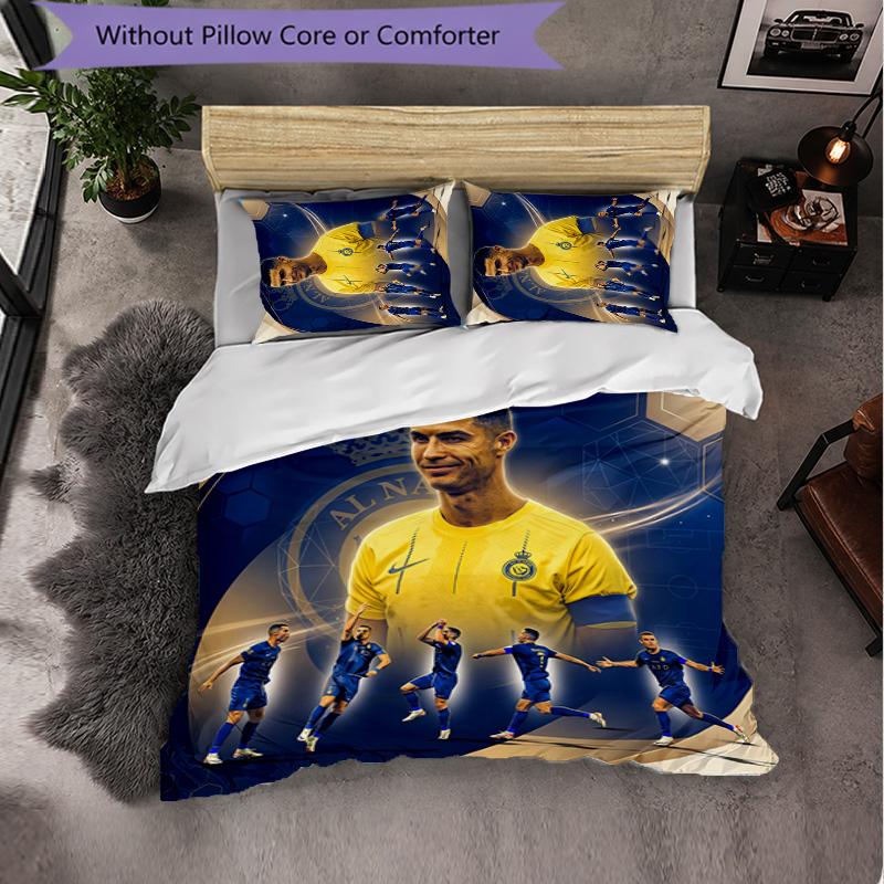 Cristiano Ronaldo Muster 3-teiliges Bettwäsche-Set Weiche Mikrofaser-Bettbezug mit Kissenbezügen für Schlafzimmer