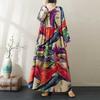 Round Neck Loose Plus Size Literary Plus Long Sleeve Dress