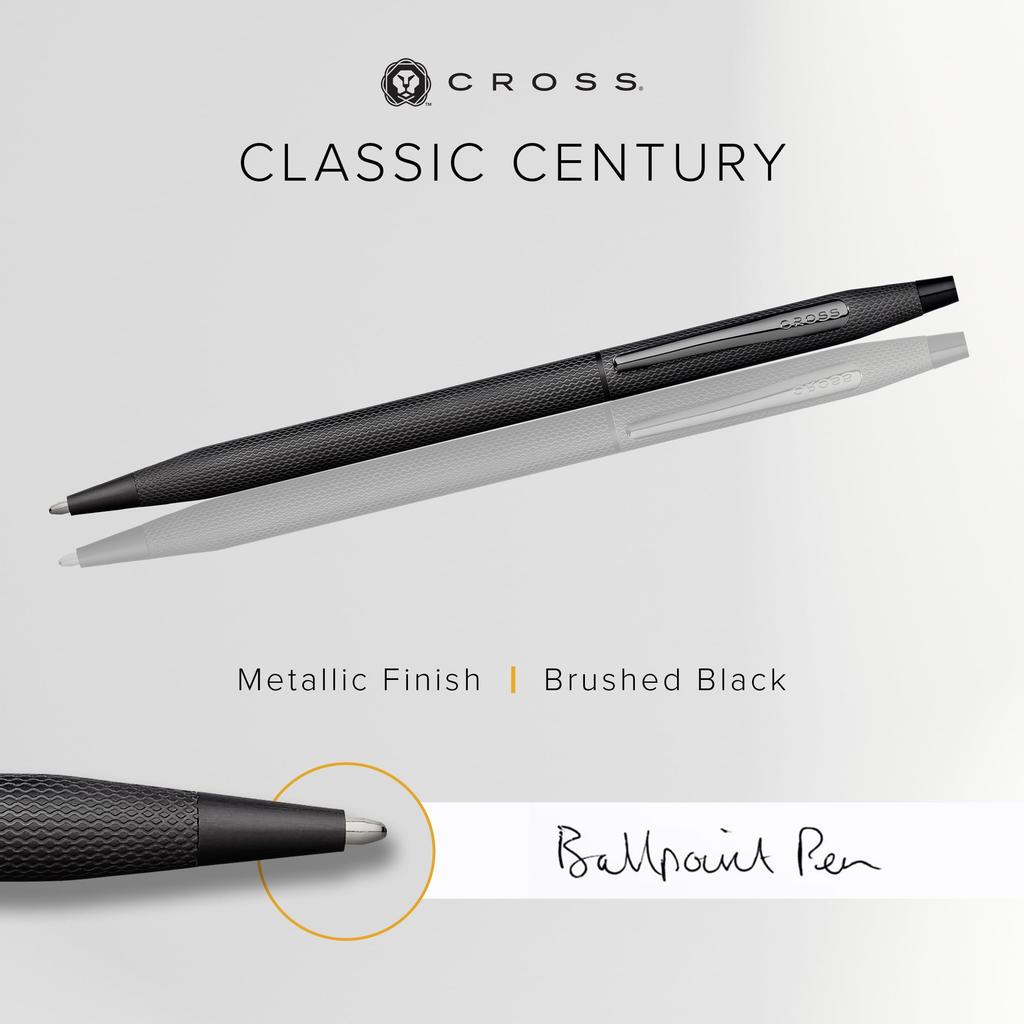 Cross Classic Century Brushed Black Ballpoint Pen In a Premium Gift Box, Medium Nib, Perfect Gift for Father's Day or Promotion