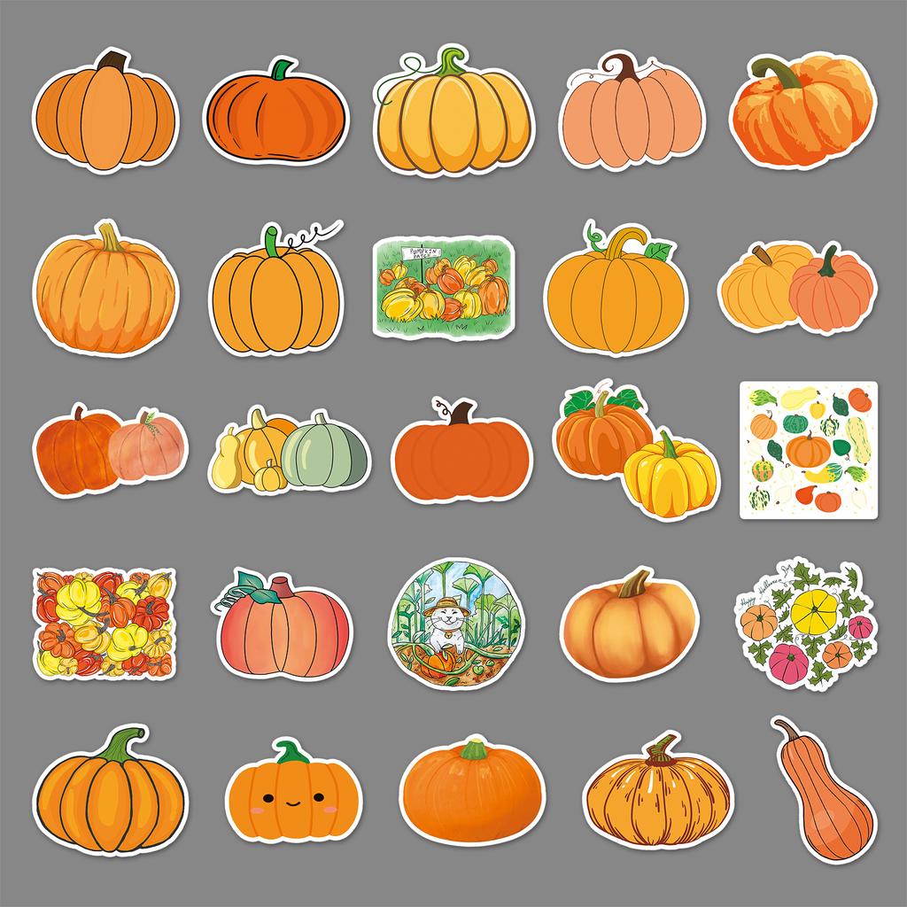 50 Pumpkin Doodle Personalized Cartoon Small Fresh Plant Creative DIY Skateboard Luggage Stickers Waterproof