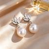 Minimalist Water Droplet Imitation Pearl Earrings with Zircon for Ladies Exquisite Bridal Bridesmaid Wedding Jewelry