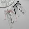 Goth Y2K Lace Bow Key Chain Heart Charm Pendant Kawaii Leopard Key Chain for Bag Accessory Women Trendy Tassel Chain Jewelry